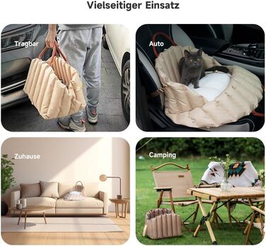 Автомобільний лежак для собак у багажник - переноска-сидіння для маленьких собак, 55x42x42 см, темно-хакі