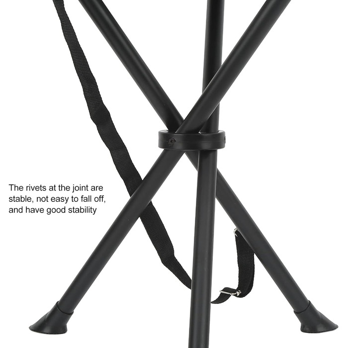 Складаний стілець-табурет, 200 кг, чорний: для риболовлі, кемпінгу, пікніків