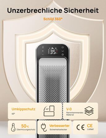 Dreo Energy-Saving Heater, Quiet, 25 Inch Ceramic Heater, Electric with Remote Control and Thermostat, 1500W Electric Heater, 3 Modes, 12-Hour Timer, Overheat and Tip-Over Protection, Solaris Max