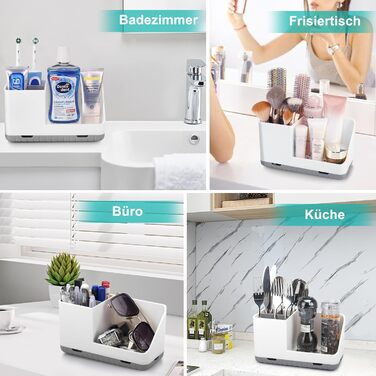 Тримач для зубних щіток у ванну кімнату: органайзер з отвором для зливу, знімний, сірий