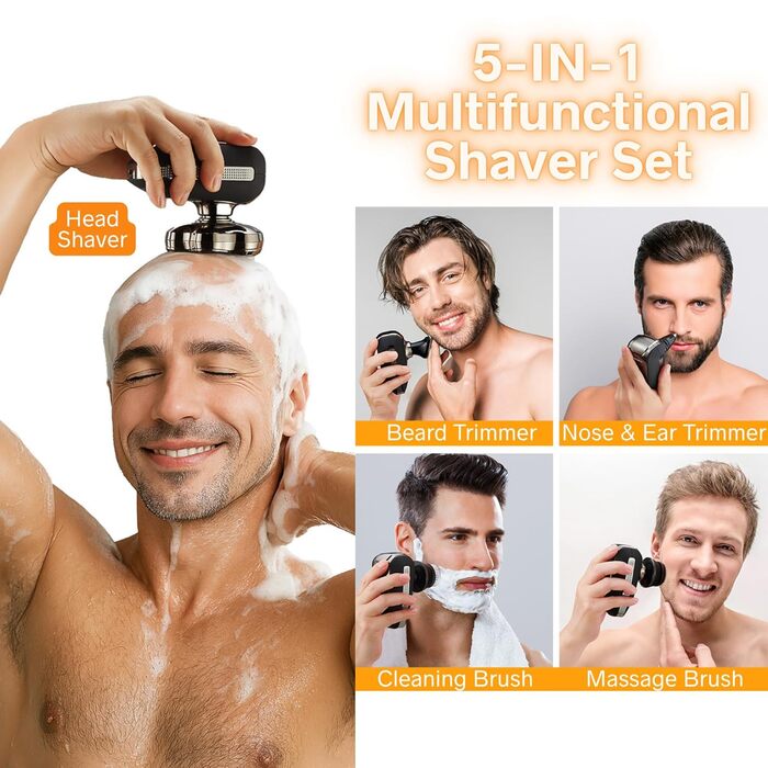 Електричний голчастий бритва BarberBoss для чоловіків з LED-дисплеєм, 5-в-1: голчастий, триммер для бороди та носа, QR-2025