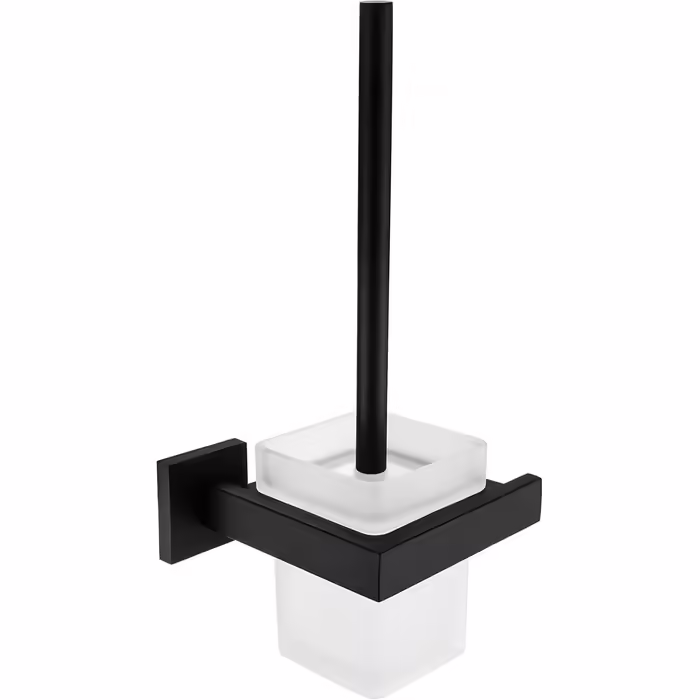 Toilet brush holder, black matte, wall-mounted toilet brush, stainless steel toilet brush holder set requiring drilling