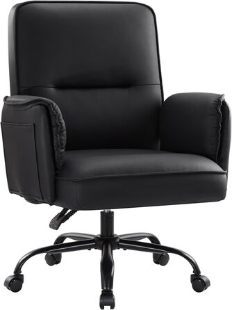 Офісний крісло IWMH з PU шкіри, ергономічне, регульоване, з підлокітниками та реклінером (90-135°), чорне