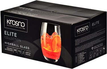 Krosno Water Glasses, Juice Glasses, Drinking Glasses | Set of 12 | 360 ML | Elite Collection | Perfect for home, restaurants, and parties | Dishwasher safe