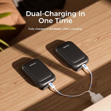 Електричні грілки для рук OCOOPA 2 шт. 5000mAh - компактні, водонепроникні, швидкий нагрів, USB, для активного відпочинку взимку, чорний UT4