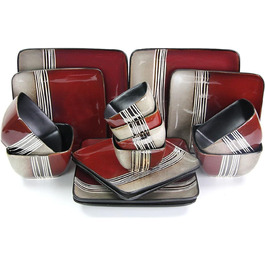 Набір посуду Elama Loft Collection: 16 предметів, кераміка, червоно-коричневий з білими акцентами