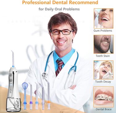 Іригатор для порожнини рота Munddusche: 5 режимів, бездротовий, IPX7, для щоденної гігієни, 300 мл