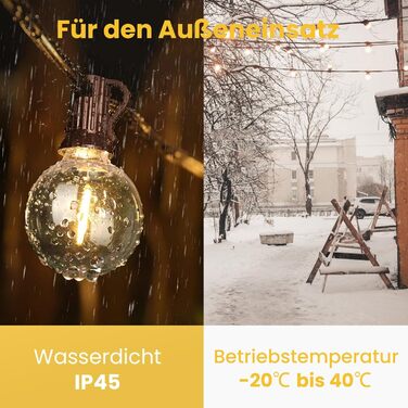 LED гірлянда Yuusei для декору: 100+4 лампочки, тепле світло, IP45, 45м (2x30м), для саду, балкону, вечірки
