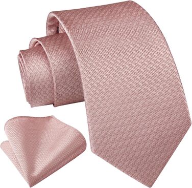 Краватка та нагрудна хустинка Enlision: класичний комплект для весілля та ділових зустрічей (рожевий)