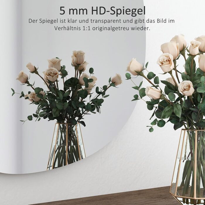 Дзеркало настінне прямокутне з заокругленими кутами, 40x60 см, чорне, з нержавіючої сталі. Косметичне дзеркало для ванної кімнати та вітальні. Вертикальний та горизонтальний монтаж.