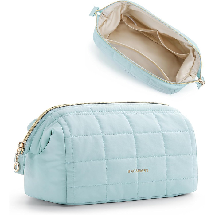 BAGSMART Косметичка для макіяжу, жіноча дорожня косметичка, органайзер для косметики, світло-блакитна