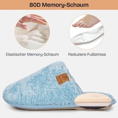Жіночі домашні тапочки EverFoams Scuff: м'які, зручні, з пам'яті ефекту, з штучного альпаки, антиковзкі, кремово-білі (40/41 EU, світло-блакитні)