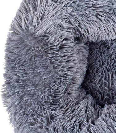 Кішечка Квіточка: М'яке кругле ліжко для котів та собак, 50 см, сірий колір