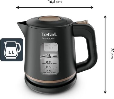 Електричний чайник Tefal Includeo KI5338, 1 л, 2400 Вт, чорний