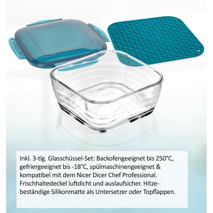 Набір для нарізки овочів Genius Nicer Dicer Chef Professional 18-ти частинний, ручний, з контейнером 5.2L, спіралізатор, для кухні