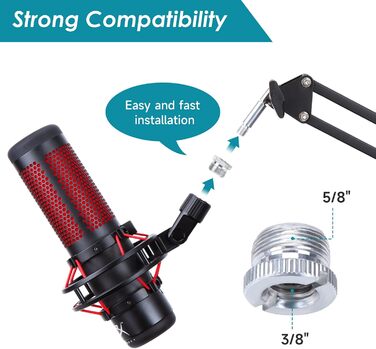 Кріплення для мікрофону YOUSHARES, сумісне з HyperX QuadCast, металева клямка для стільниці, підставка для мікрофона з поп-фільтром, гнучкий мікрофонний важіль