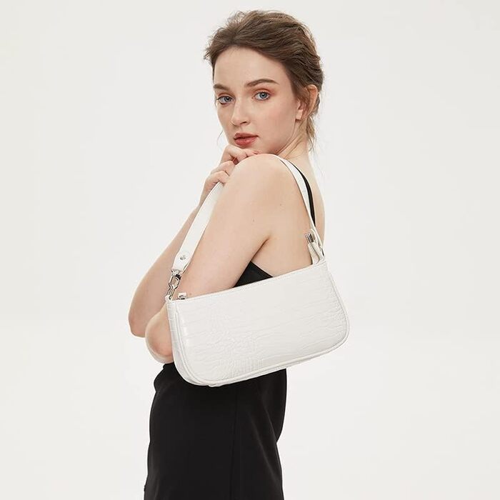 Сумка жіноча через плече крокодиляча шкіра ретро вінтаж міні біла – класична сумка-шопер (#1)