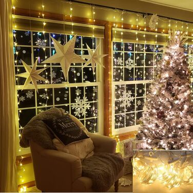 Ланцюжок світлодіодів 2x2м, 200 LED, USB, тепле біле світло для декору кімнати, вечірки, Рамадан, весілля, Різдво