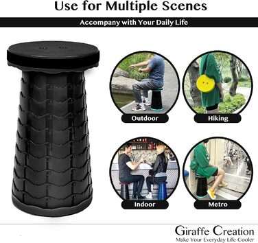 Телескопічний стілець-табурет для кемпінгу, риболовлі та дому