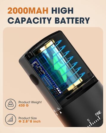 Портативна кавомолка з акумулятором 2000mAh, керамічний жорно, швидка малівка, 38 налаштувань, для подорожей та кемпінгу (Нова модель)