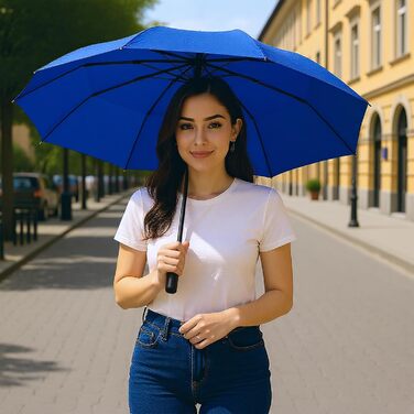 AMVUZ Парасолька штормостійка туристична, автоматична, синього кольору. Парасолька з тефловим покриттям 210T