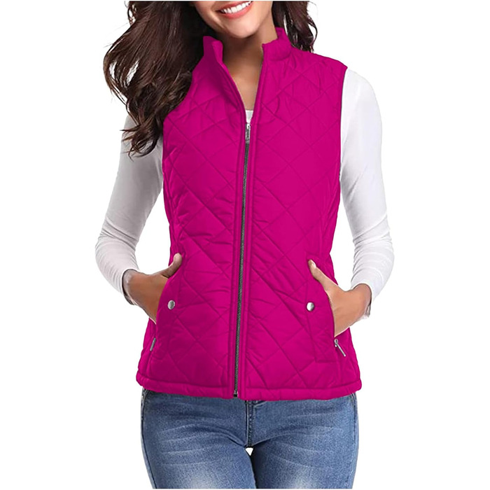 Жіночий теплий жилет з пуховим наповнювачем, вітро- та водовідштовхувальний, для активного відпочинку, з кишенями, колір рожевий, розмір S