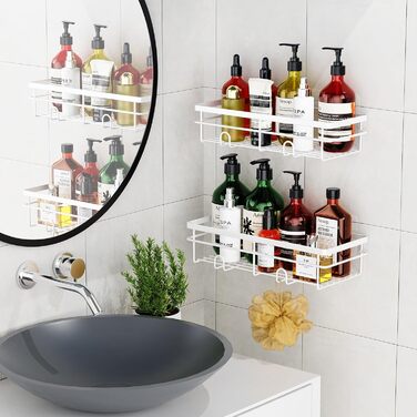 Поличка для душу Uamector без свердління - 2 шт. (білий, нержавіюча сталь)