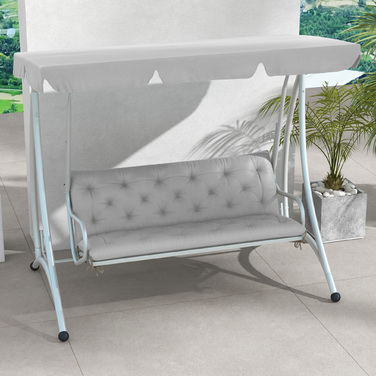 М'яка подушка для садових меблів Outsunny на 3 особи, 150x98x8 см, з ремінцями, підходить для гамаків-гойдалок Hollywood, світло-сірого кольору.