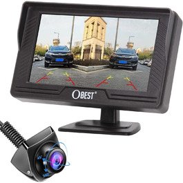 Автомобільна HD 1080P камера заднього виду OBEST з 4.3'' монітором, нічне бачення, водонепроникна IP69, комплект для автобуса, фургона, вантажівки, кемпера, причепа