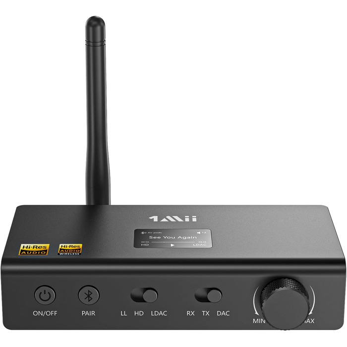 1Mii DS700 Bluetooth передавач/приймач HiFi з DAC, LDAC, aptX HD/LL, OLED-дисплеєм, 3-в-1 аудіоадаптер для ТВ, навушників, колонок, стереосистеми