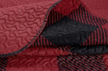 Комплект літньої постільної білизни Marina Decoration з ковдрою та двома наволочками, чорно-червоний візерунок, розмір Full/Queen