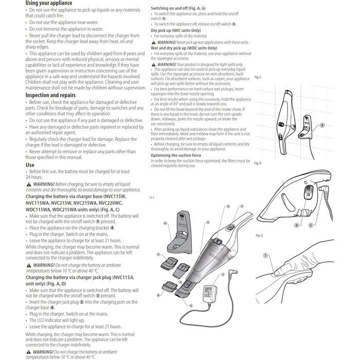 Ручний бездротовий пилосос BLACK+DECKER Dustbuster 3.6V, NVC115JL-QW, білий