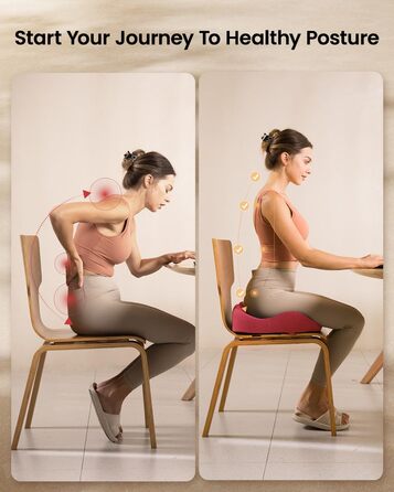 Ортопедична подушка для сидіння ProtoArc для офісного крісла: ергономічна, з піною Memory Foam, для рівномірного розподілу тиску, для комфорту протягом дня (Рожева, велика)