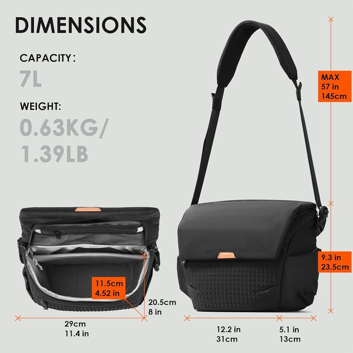 Водонепроникна сумка для камери Thorner - чорна, легка, з регульованим ременем