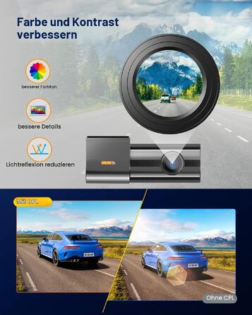 Автомобільний відеореєстратор 4K з WiFi, CPL-фільтром та SD-картою 64ГБ, 1.47
