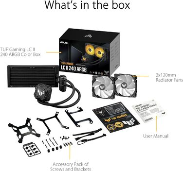 Система водяного охолодження ASUS TUF Gaming LC II 240 ARGB - 2 вентилятори, чорний колір