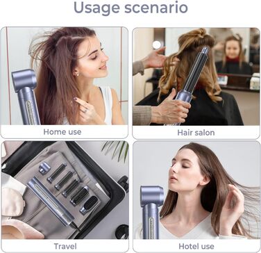 Набір для укладки волосся 6 в 1: фен-щітка, плойка, іонізація, холодний/теплий режим, 110000 обертів/хв, тиха срібна модель