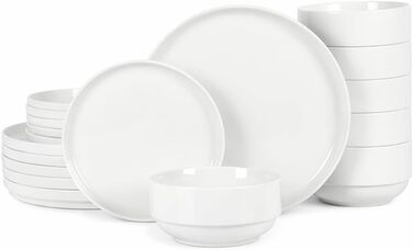 Набір посуду Gibson Home Rothernberg: 40 предметів для 8 осіб (білі порцелянові тарілки та миски)