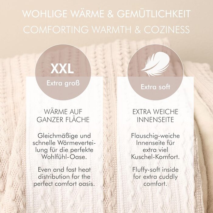 Електрична гріюча ковдра Promed з автовимкненням, миюча, 180x130 см, 10 температурних режимів, для шиї, плечей та спини (Бежева)