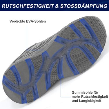 Чоловічі робочі черевики: захисні черевики зі сталевим підноском, з пряжкою та шнурівкою, неслизькі, легкі (44 EU, сірий)