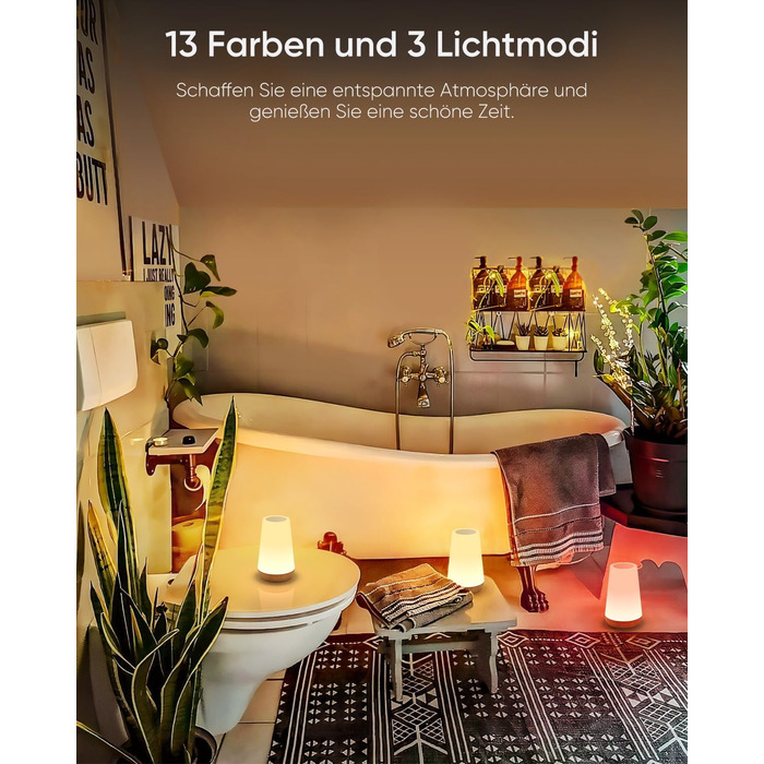 Нічник LED 2 шт, сенсорний диммер, USB зарядка, пульт ДУ, 13 кольорів, 3 режими, бездротовий таймер для спальні/вітальні, коричневий