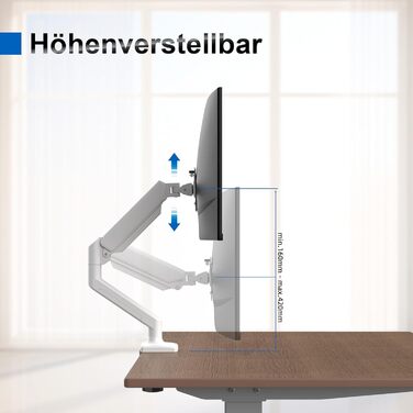 Кріплення для монітора GRIFEMA, 13-32 дюйми, регульоване, поворотне, до 9 кг, VESA 75x75/100x100, білий
