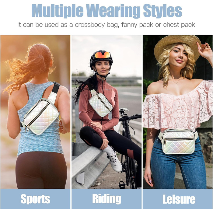Жіноча бананка Jueachy: водонепроникна сумка через плече з ромбовим візерунком, 4 відділення на блискавці, для активного відпочинку та фестивалів