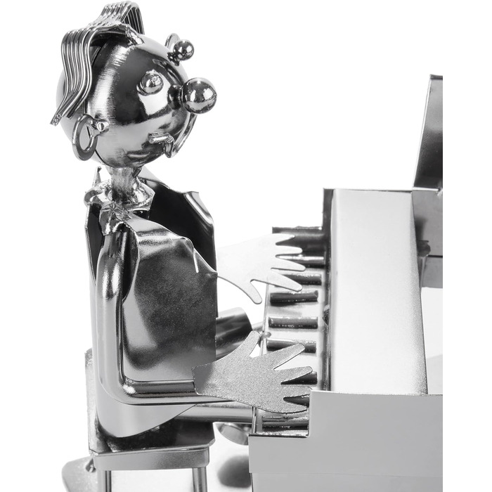 BRUBAKER Wine Bottle Holder Pianist at the Piano - Metal Bottle Stand of a Piano Player with Greeting Card for Wine Gift