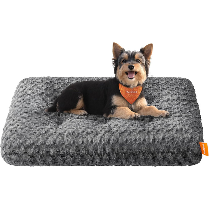 Ліжко для собак Feandrea, XL, для великих собак, м'яка подушка, плюш, 110 x 73 см, з м'яким наповнювачем, можна прати, неслизьке, сірий PGW293GN01 (M (80 x 50 x 10 см))
