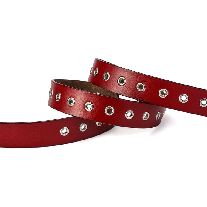 Жіночий шкіряний ремінь з металевою пряжкою для джинсів Dreess, ширина 1.1 см (S: 95 см, підходить для обхвату талії 75-84 см, колір: червоний)