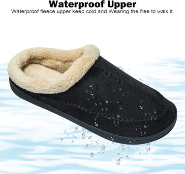 Тапочки чоловічі Miqieer з меморі-піною, теплі зимові плюшеві халапони (45/46 EU, 570 Чорний)