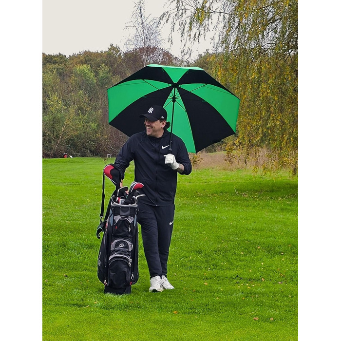 Чоловічий парасолька Fulton Cyclone Black/Green, 100 см, об'єм 1 літр, чорний/зелений