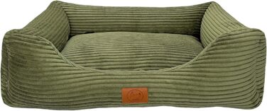 Ортопедичне ліжко для собак Elropet з м'якого корду, корзина для собак (Оливковий, XS/S/M/L/XL)