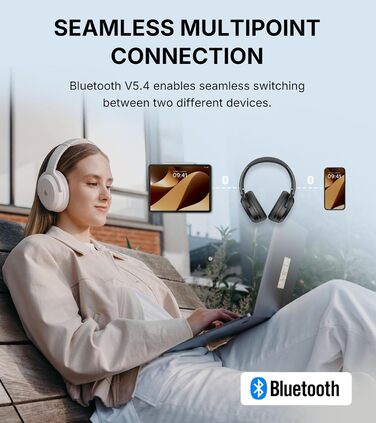 Edifier WH700NB Pro: Бездротові навушники з активним шумозаглушенням (-43dB), Hi-Res Audio, Bluetooth V5.4, AI-дзвінки, швидка зарядка, складні - Чорний